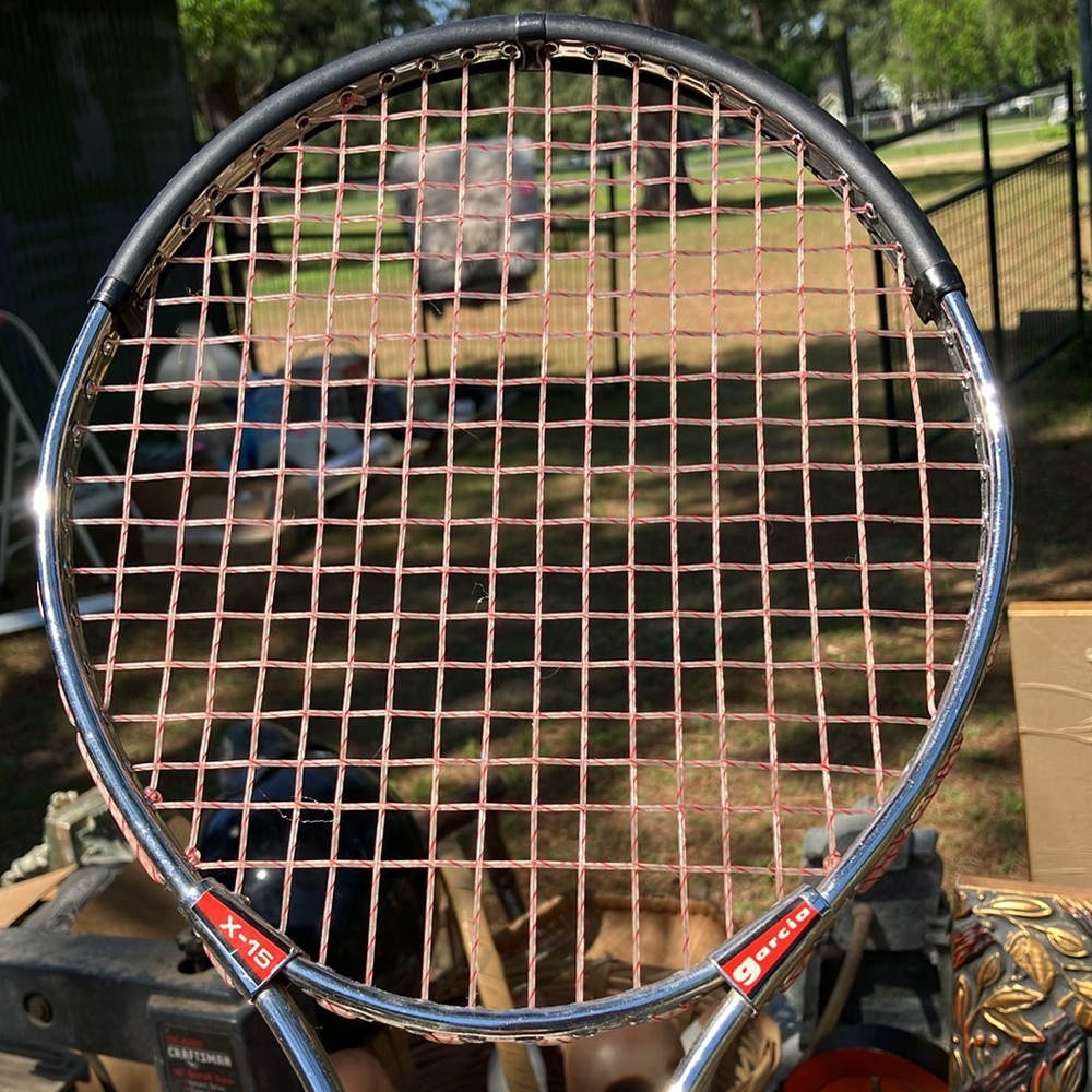 Garcia X-15 Aluminum Metal Tennis Racket with Red and White Design - Picture 4 of 7